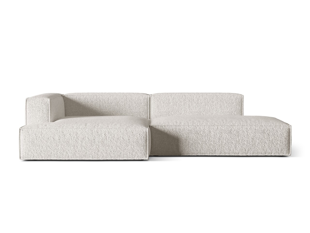 Coltar modular stanga 4 locuri, Nuria-260, Micadoni Home, 312x147x72 cm, tesatura boucle, gri bej melange Colțare